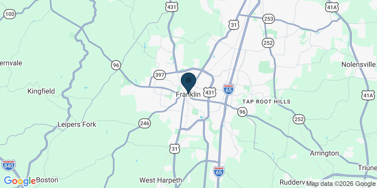Map showing Franklin, Williamson County, TN
