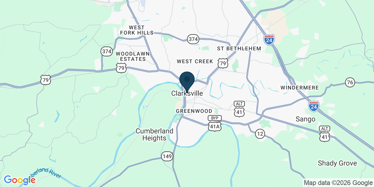 Map showing Clarksville, Montgomery County, TN