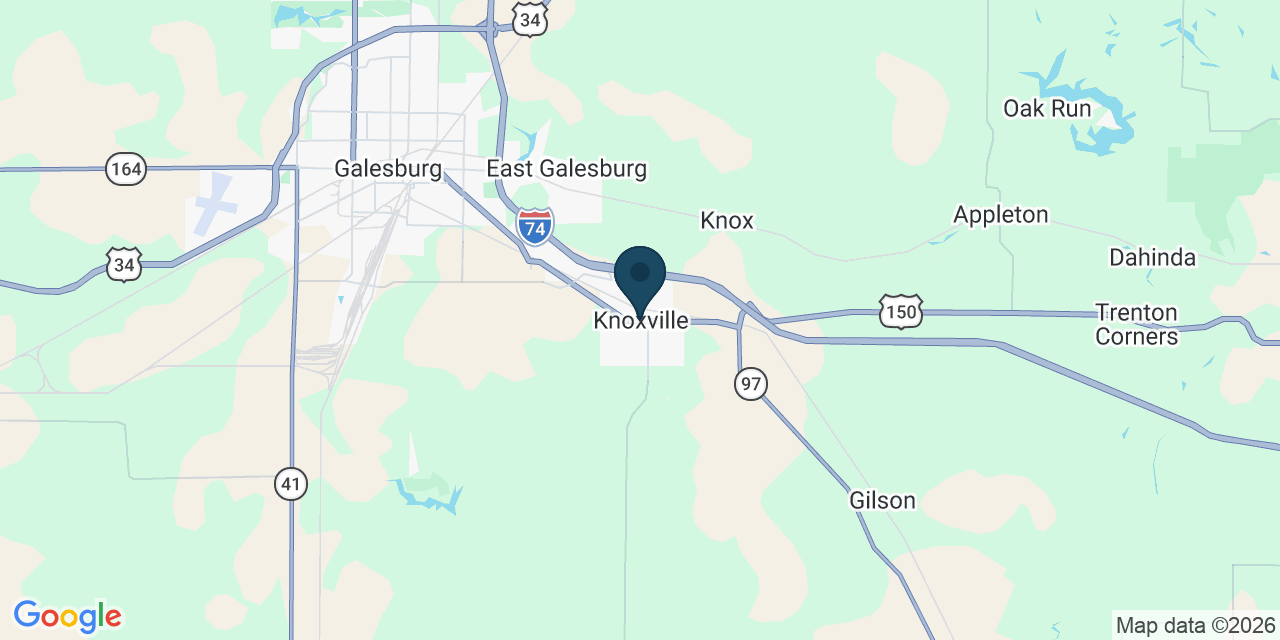Map showing Knoxville, Knox County, IL