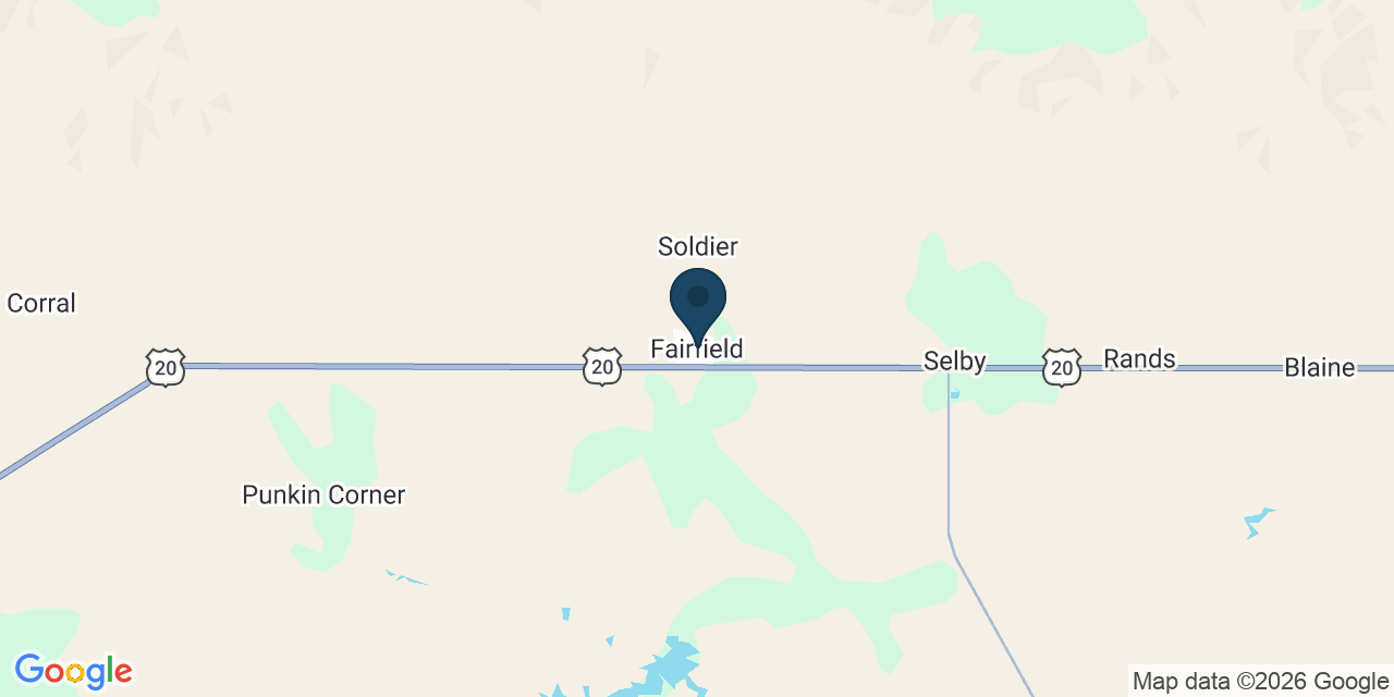 Map showing Fairfield, Camas County, ID