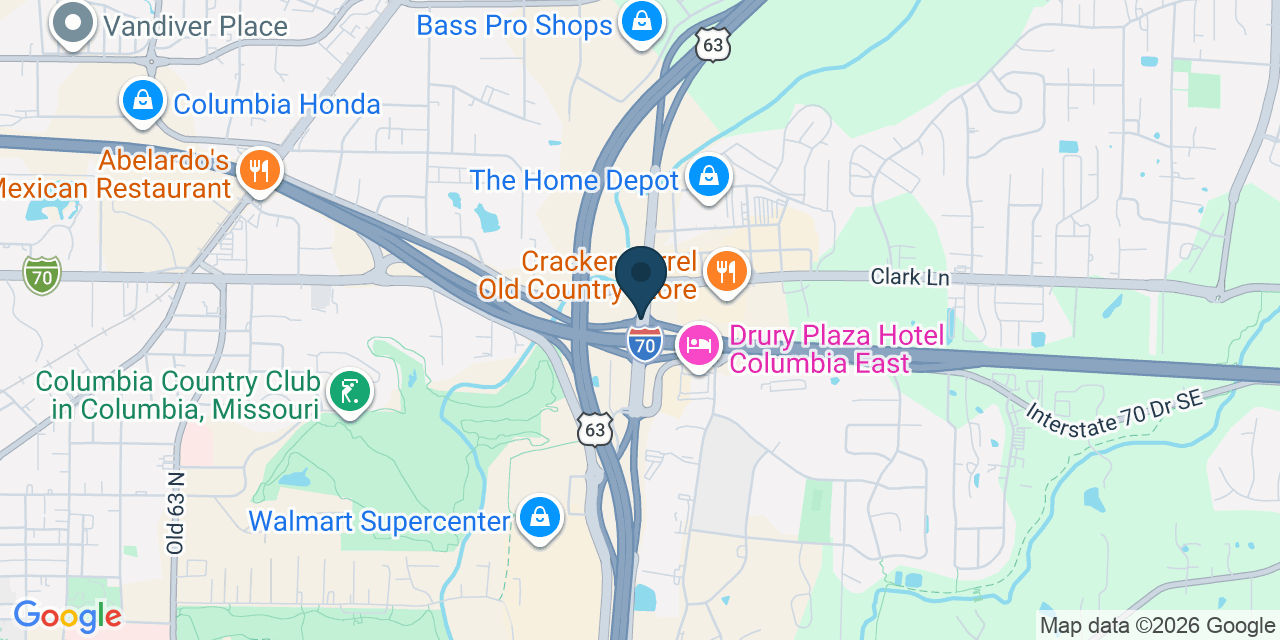 Map showing Columbia, Boone County, MO