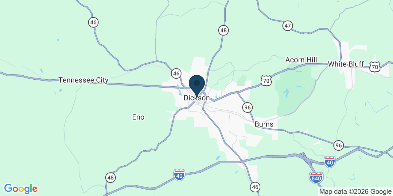 Map showing Dickson, Dickson County, TN