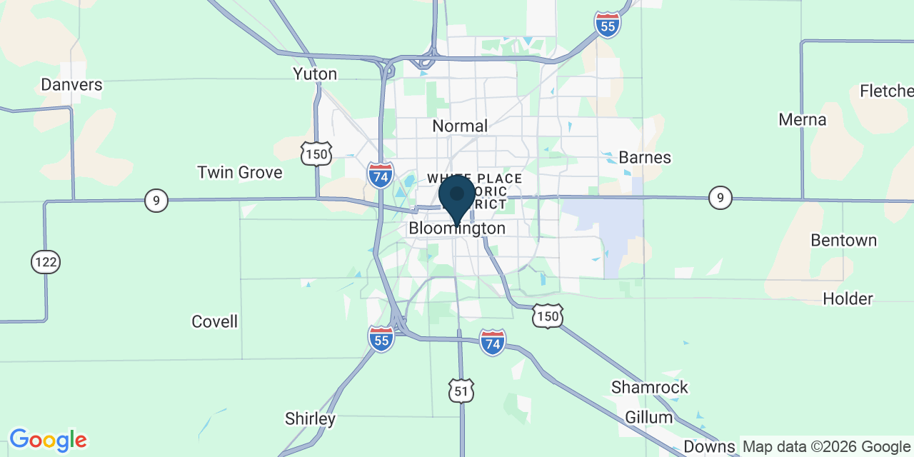 Map showing Bloomington, McLean County, IL