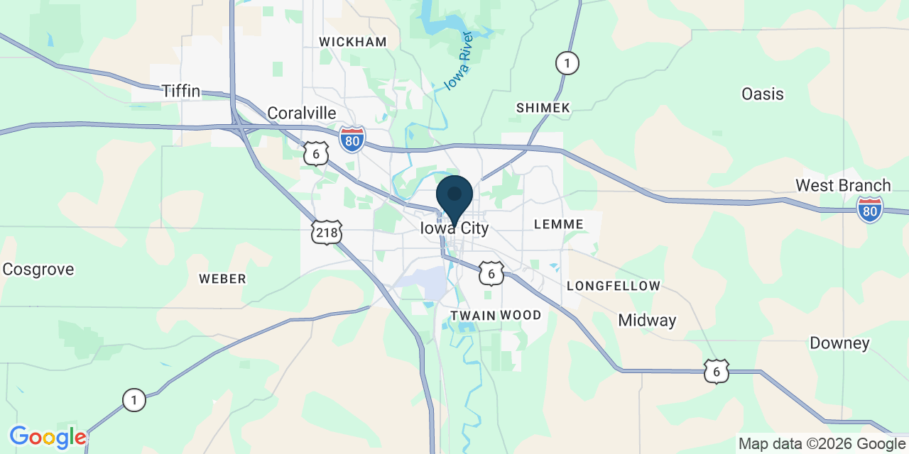 Map showing Iowa City, Johnson County, IA