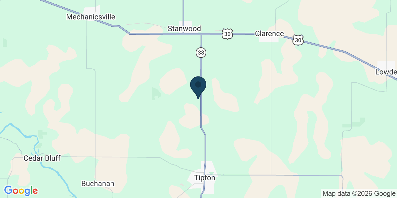 Map showing Lone Tree, Cedar County, IA