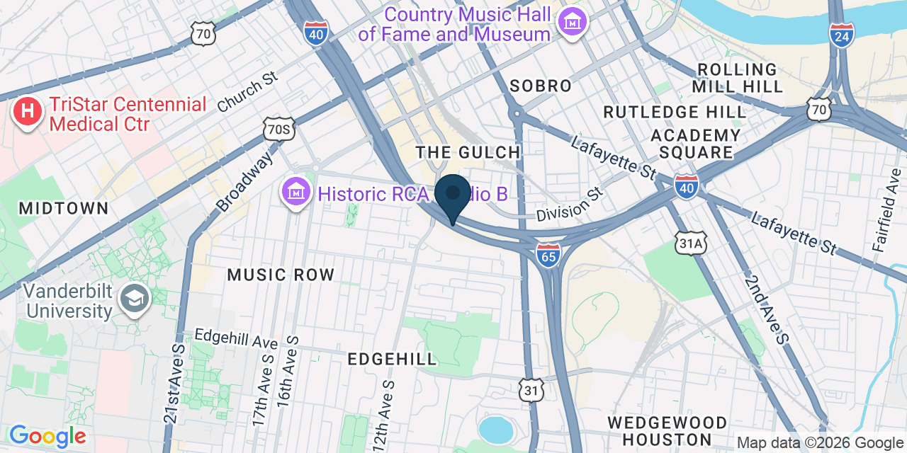 Map showing Nashville, Davidson County, TN
