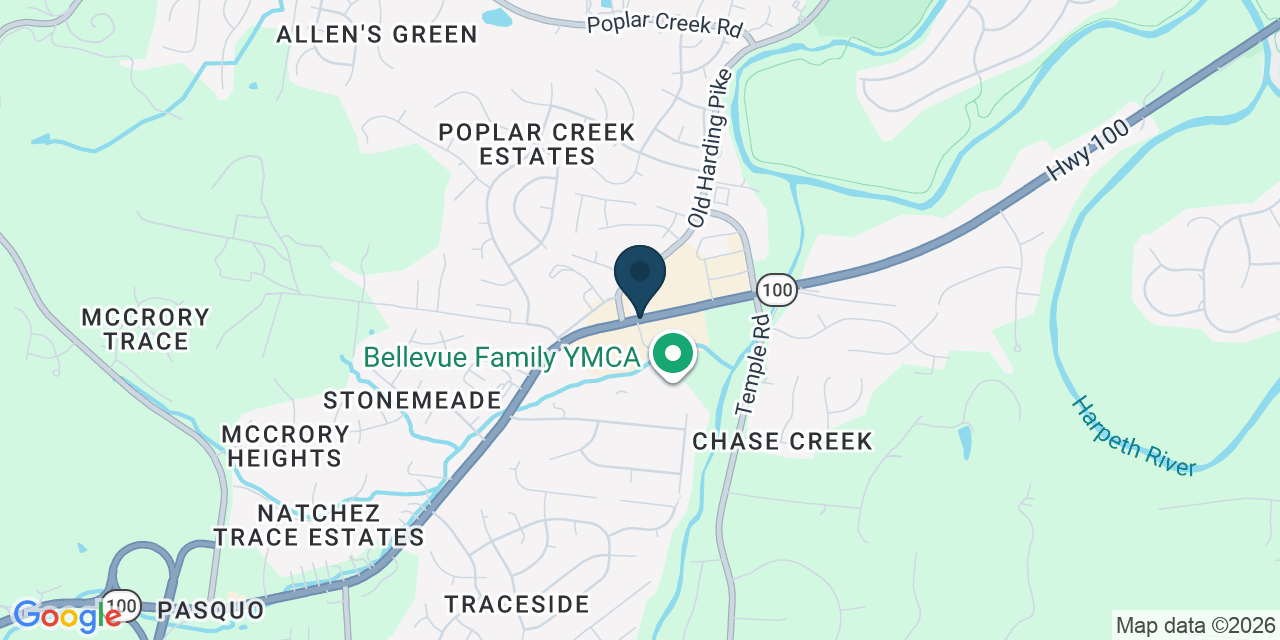Map showing Nashville, Davidson County, TN