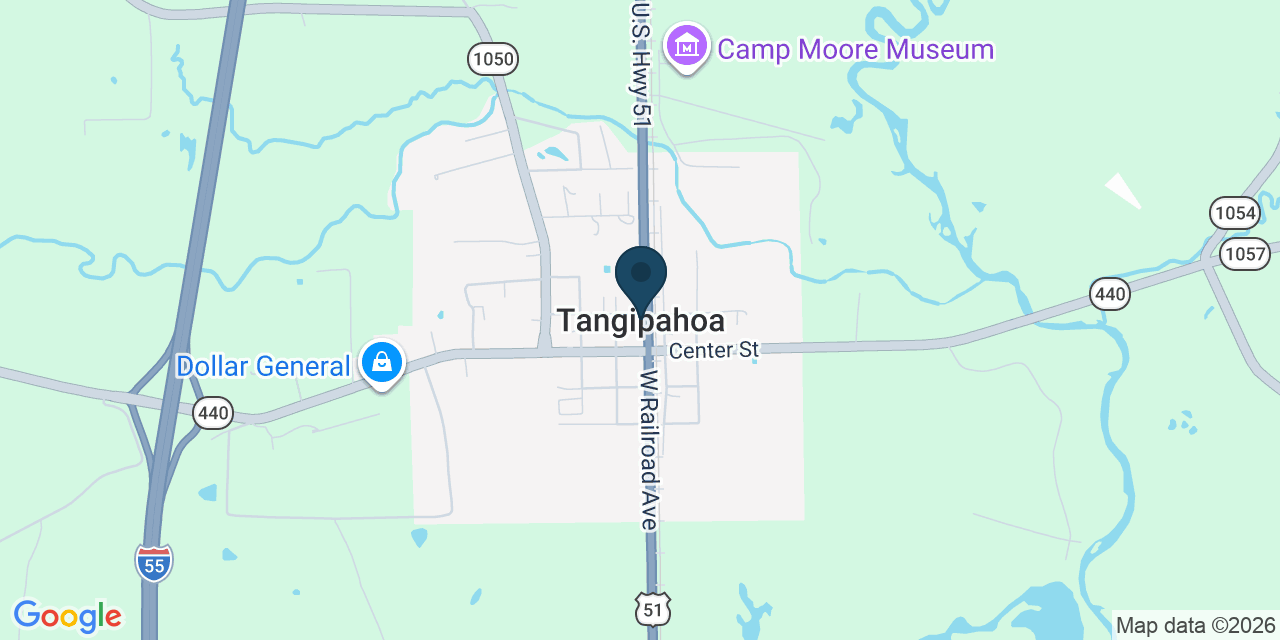 Map showing Tickfaw, Tangipahoa County, LA