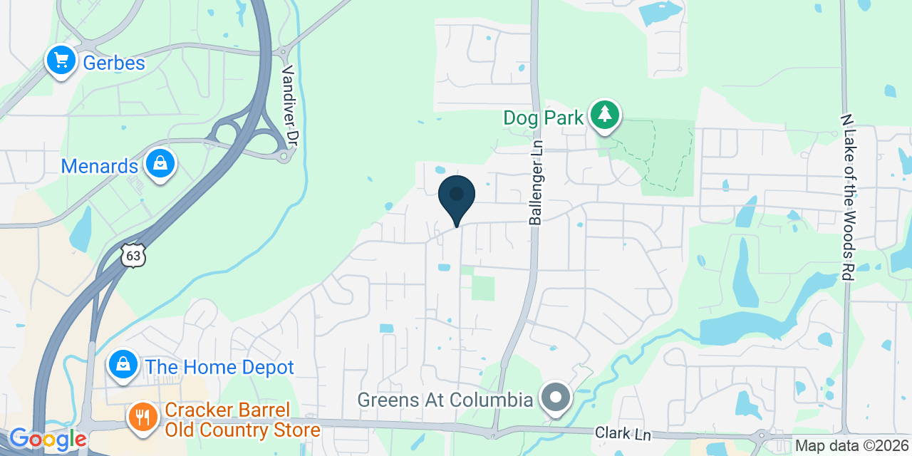 Map showing Columbia, Boone County, MO