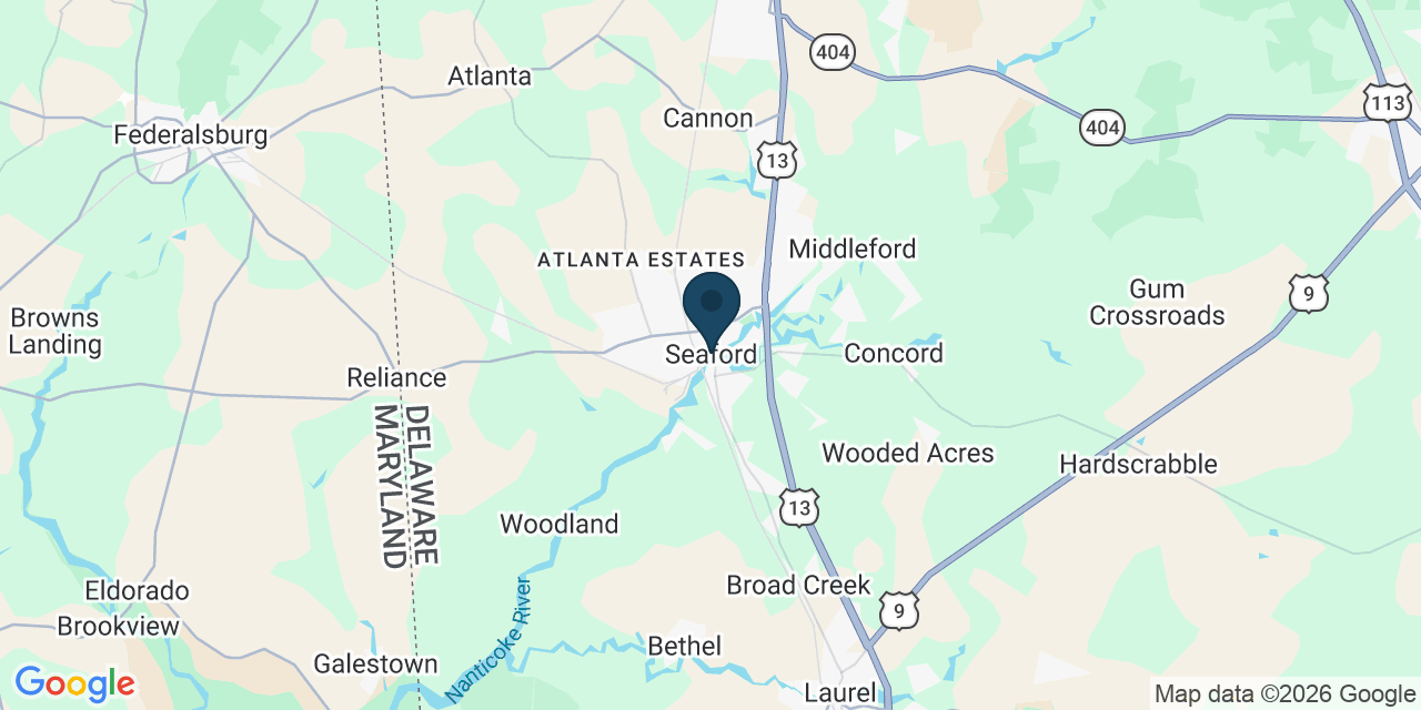 Map showing Seaford, Sussex County, DE